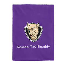Load image into Gallery viewer, Roscoe Logo Plush Blanket (Purple)