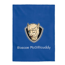 Load image into Gallery viewer, Roscoe Logo Plush Blanket (Blue)